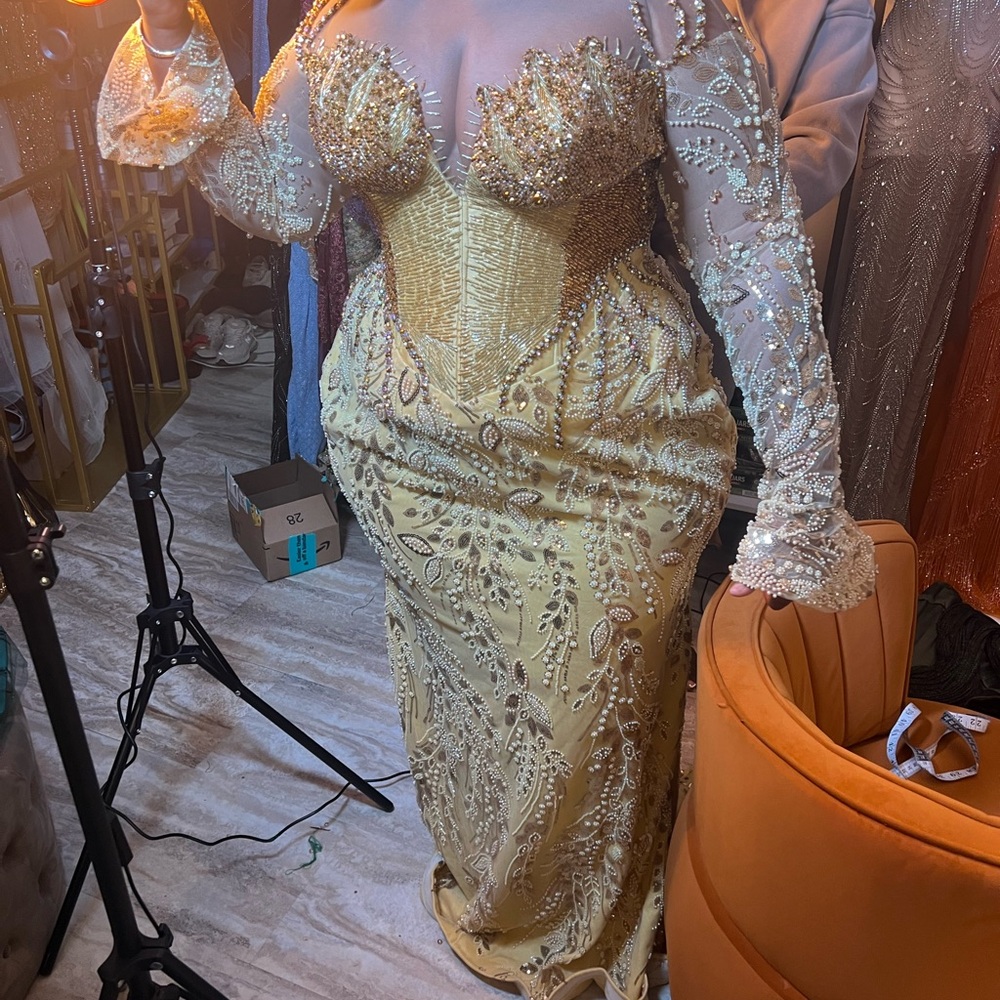 Elegant Gold Embellished Gown